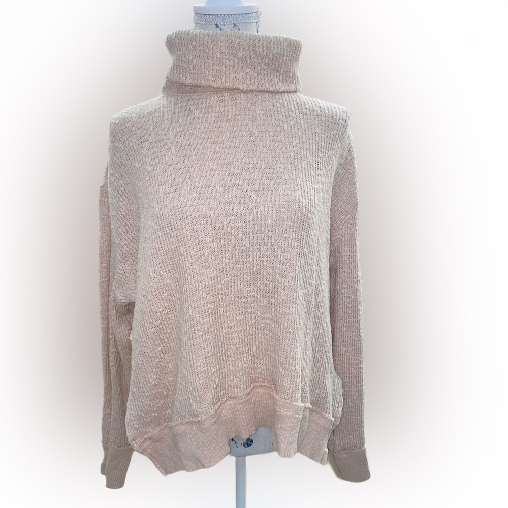 We The Free Beige Turtleneck Sweater